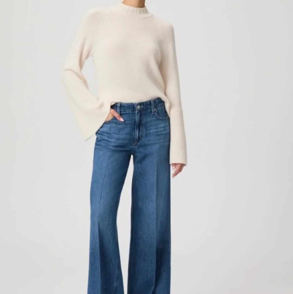 PAIGE Zoey Wide Leg Jeans Brentley Wash Mid High Rise Denim NWT $249